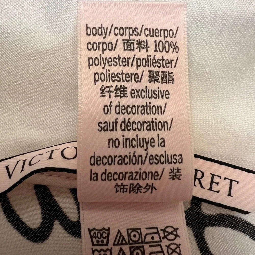Victoria's Secret White Satin Script Print Pajama Romper Sleepwear Size‎ M